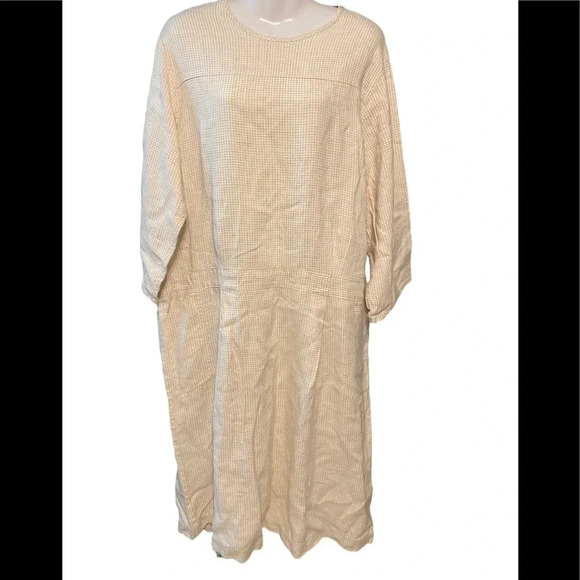 Unbranded Cotton Linen Blend Checked Pattern Dress - Picture 1 of 8